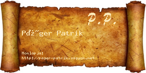 Páger Patrik névjegykártya